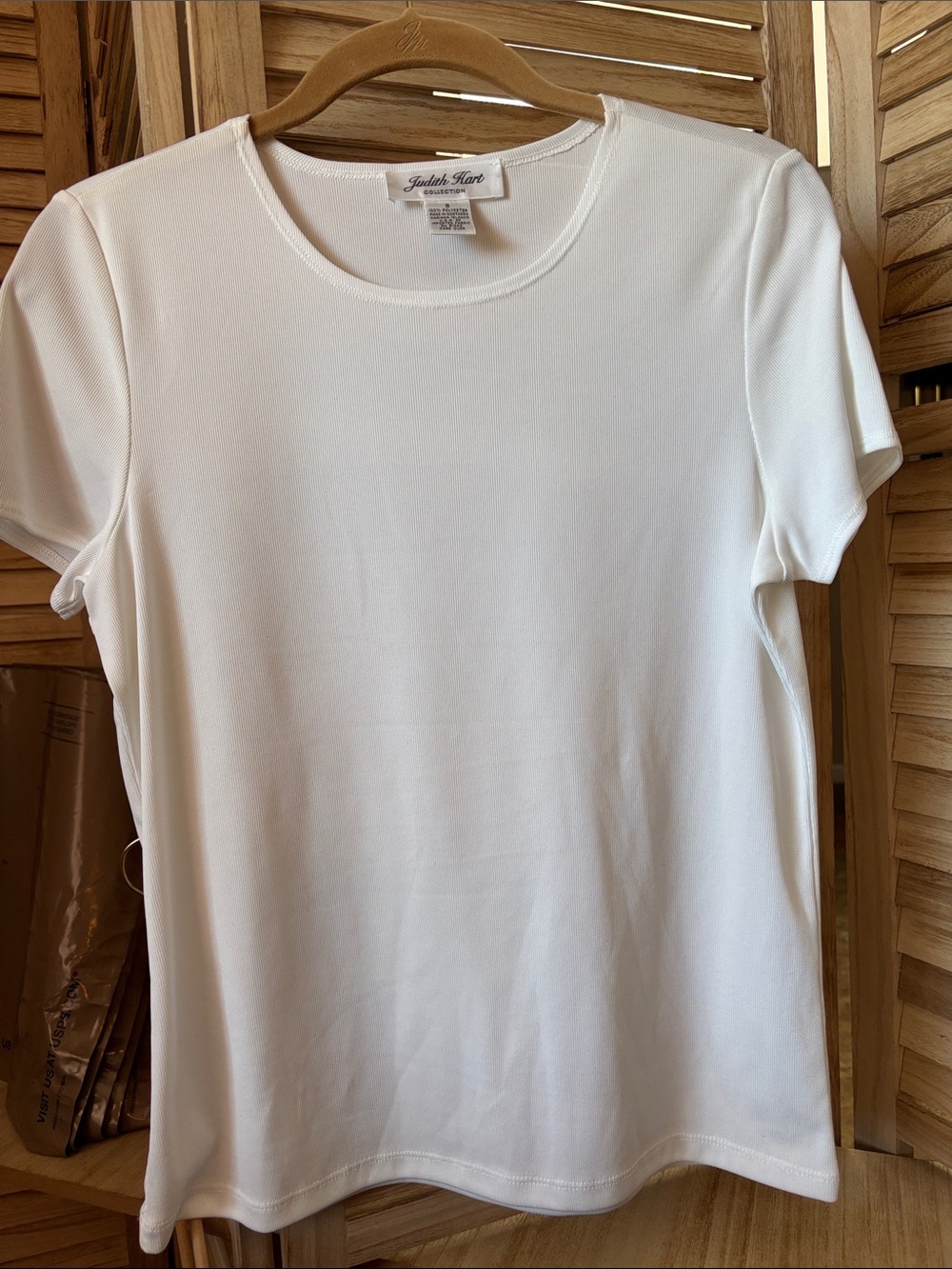 Judith Hart White Short-Sleeve Crewneck Top Small